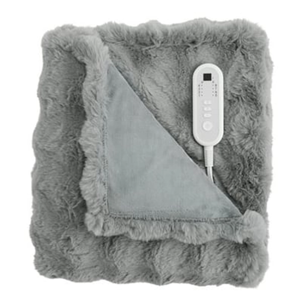 Martha Stewart Bubble Heated Throw, One Size, Gray