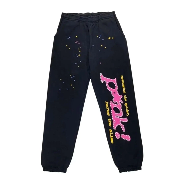 Sp5der P*NK Sweatpants Black - SPIDER HOODIE US