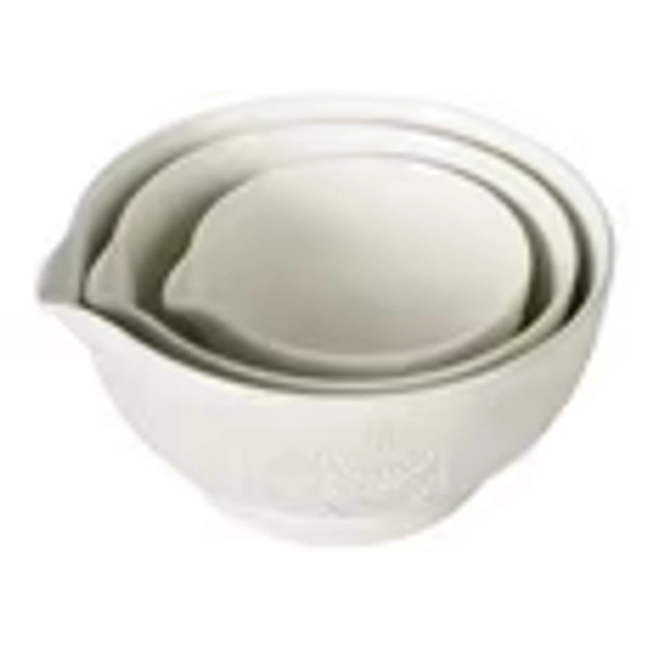 The Pioneer Woman Vintage Lace 3-Piece Ceramic Mixing Bowl Set, Linen