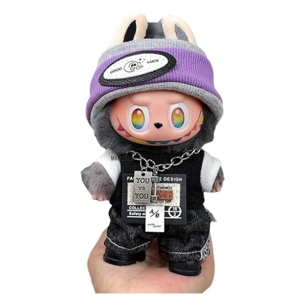 New 17cm Labubu 1-3 Gen Doll Outfits High-Energy Wild Cool Set Trendy Clothes for Labubu 3.0 Plush
