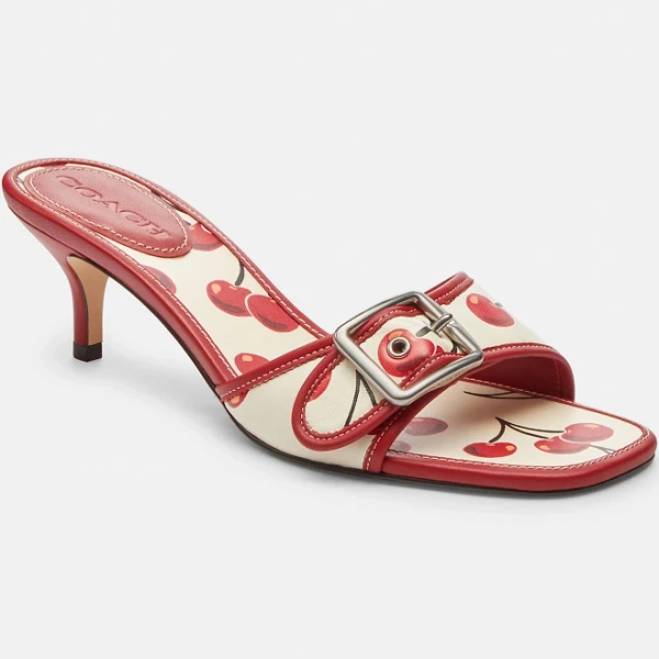 Coach Women's Margot Cherry Print Leather Sandals