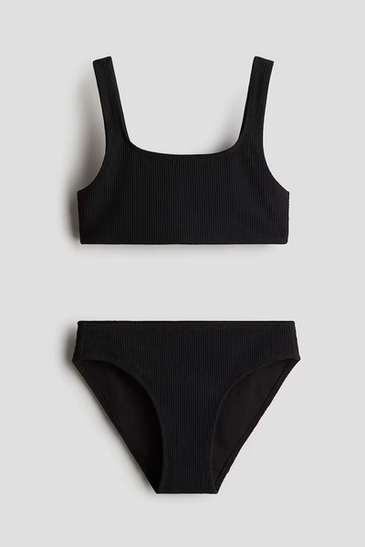 Textured Two-Piece Swimsuit - Black