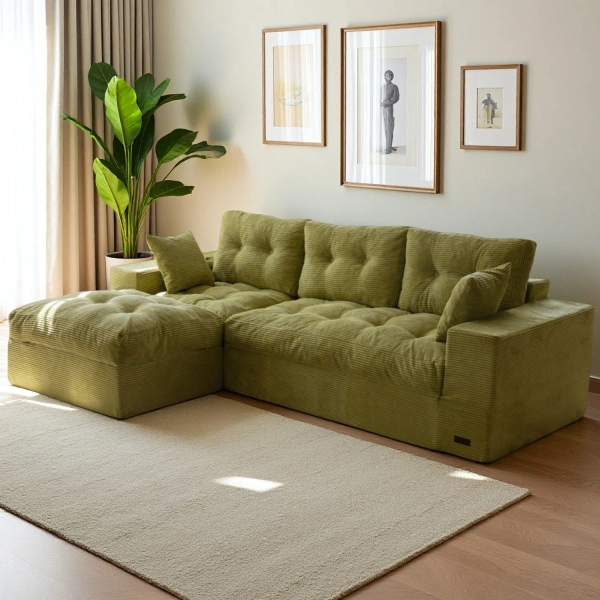 Mercer41 Corduroy Cloud Modular Couch,4-in-1 Flexible Combination Sectional Sofa & Reviews | Wayfair
