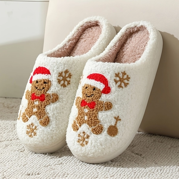 Men's & Women's Plush Winter Slippers with Gingerbread for & Snowflake Design - Cozy Indoor House, Soft Warm, TPR Sole, Unisex Booties for Christmas, Cold Floors (No Assembly Required), Christmas Slippers, Christmas Slippers For Women, Slippers Christmas, Christmas Presents, Christmas Gifts For Women, Childrens Christmas Slippers, Christmas Eve, Christmas Gift Ideas, Chrismas, Christmas Stocking Stuffers, Gingerbread Christmas, Christmas Things, Christmas Clothes, Xmas Gift