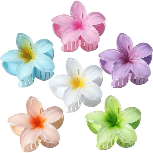 Sisiaipu an Flower Hair Clips for Women 6 Pack Claw Plumeria