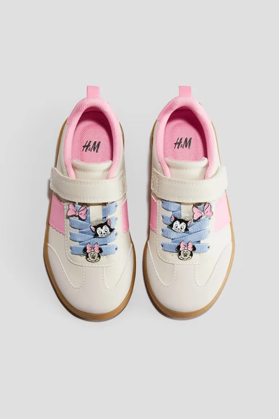 Motif-Detail Sneakers - White/Minnie Mouse