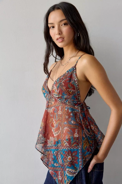 UO Spellbound Shimmer Chiffon Hanky Hem Babydoll Cami