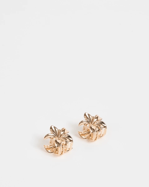 2 Pack Mini Metal Frangipani Hair Clips