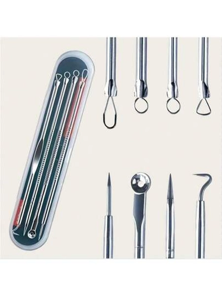 4-Piece Professional Blackhead Removal Set - Acne Removal Tools For Whitehead Acne Removal - Deep Cleansing And Skin Cleansing Tools For Acne Removal - Beauty Tools
