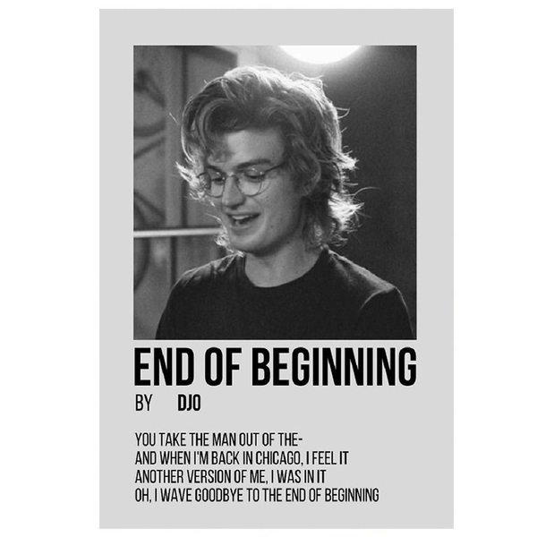 [2D Flat] 1pc DJO "End of Beginning" Canvas Art Print - Black & White Portrait with Inspirational Quote, Frameless 12x18 Inch Minimalist Wall Decor, 2D Flat Canvas Print for Home Office, Living Room, Bedroom, 2D Flat, Perfect for Room Decor