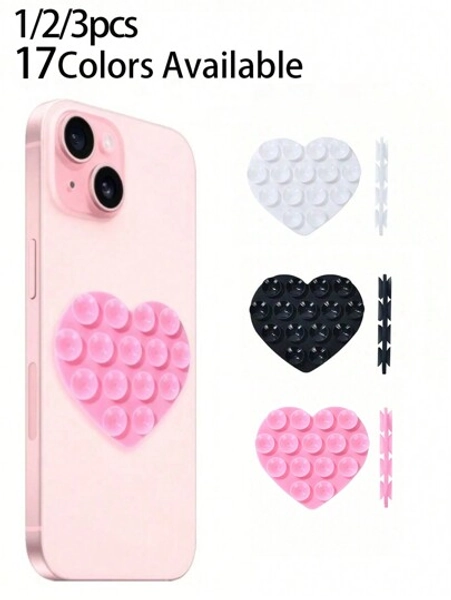 1/2PCS Double-Sided Suction Cup Love 1/2PCS Shaped Heart Suction Cup Phone Case Adhesive Holder Double-Sided Suction Cup Phone Mount Silicone Suction Phone Case Adhesive Sticky Phone Grip Hands-Free Phone Grip Silicone Phone Holder Compatible With Iphone & Android Valentines Card Holder Wallet Business Card Holder Credit Card Holder Women For Women For Men