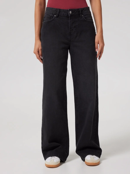Mandi Stretch Wide Leg Jean  Gravel Black - Jay Jays Online