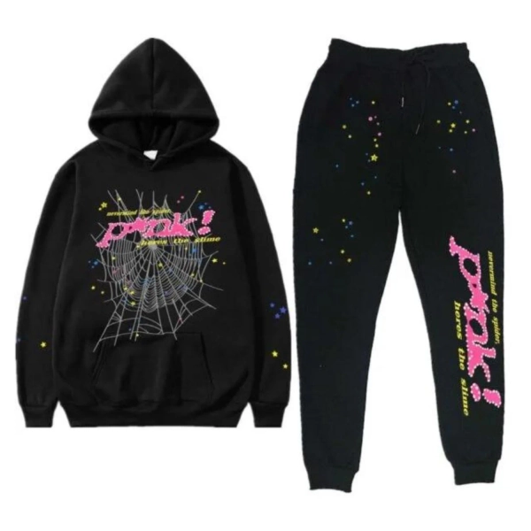 Sp5der P*NK Tracksuit Black | SpiderHoodie.org