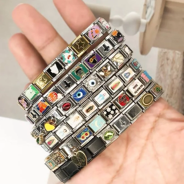 Customizable Stainless Steel Italian Charm Bracelet