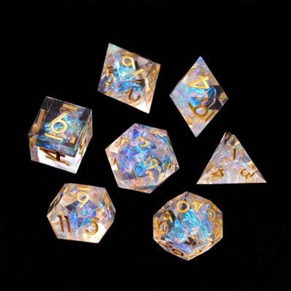 Rainbow DND Dice Set, Transparent Sharp Edge D&D Dice Full Set, Dungeons and Dragons Polyhedral RPG D6, D20 Dice
