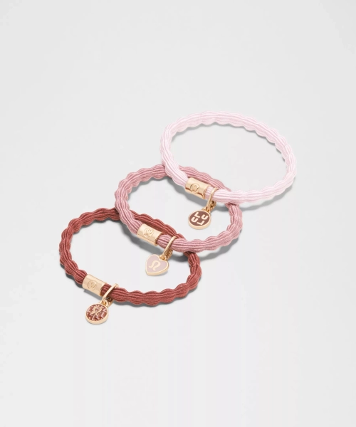 Charm Hair Ties *3 Pack - Blissful Pink/Red Clay/Rockwood/Gold - ONE SIZE