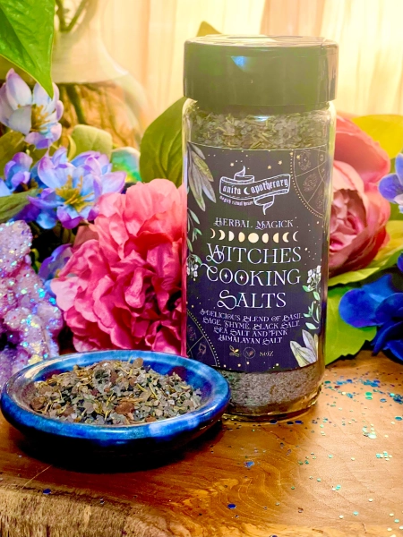 8oz Witches Cooking Salts | Anita Apothecary, Hearth Witch, Kitchen Witch, Witches Kitchen, Black Salt, Witchcraft Salt, Hedge Witch,