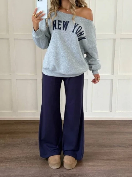 SHEIN Off-Shoulder Flare Pants Set