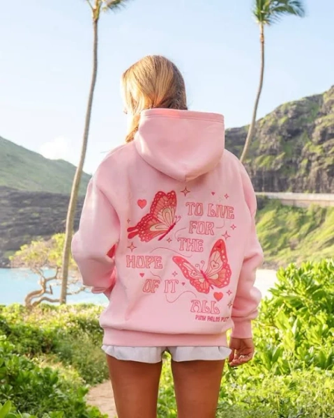Pink Palm Puff Hoodie