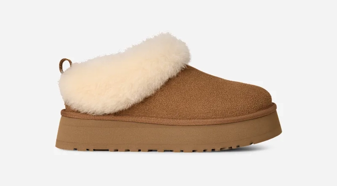 UGG® Women's Tazzelle Sheepskin Slippers in Chestnut, Size 12