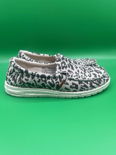 Hey Dude Women’s Misty Woven Cheetah Gray Casual Slip On Shoes Size 10