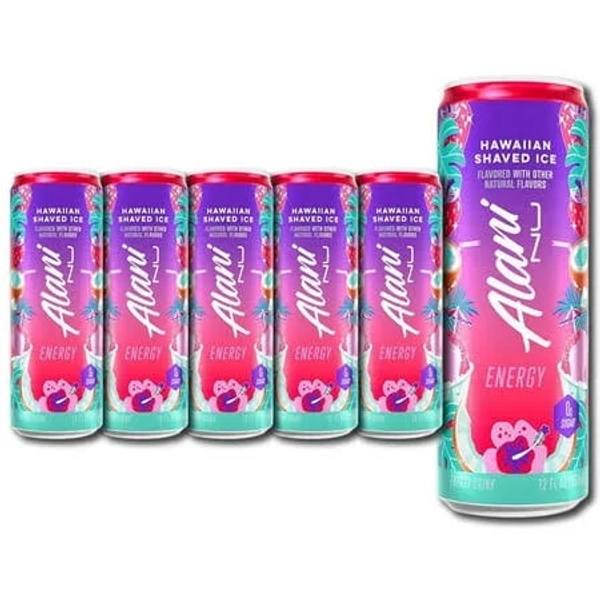 Alani Nu Energy Drink, Hawaiian Shaved Ice, 12 fl oz (6 Pack)