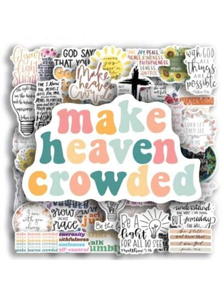 50pcs Inspirational Bible Verse Stickers, Jesus & Faith Themed Decals, Matte Finish, Single Use, Irregular Shape, English Text, For Notebooks, Water Bottles, Luggage - Religious Paper Stickers Pack