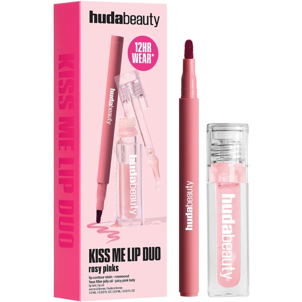 HUDA BEAUTY Kiss Me Rosy Pink Lip Duo (Worth £43) | CultBeauty