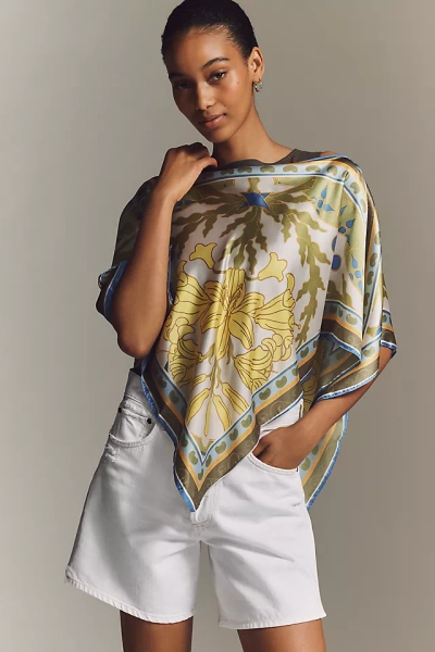 By Anthropologie Printed Scarf Poncho
