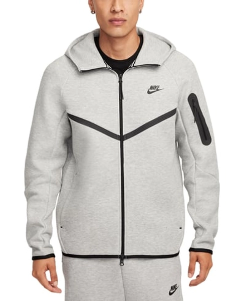 Nike Men's Tech Fleece Full-Zip Windrunner Logo Hoodie - Dk Grey Heather/black