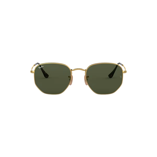 Ray-Ban Sunglasses Unisex Hexagonal Flat Lenses - Arista Gold Frame Green Lenses 54-21