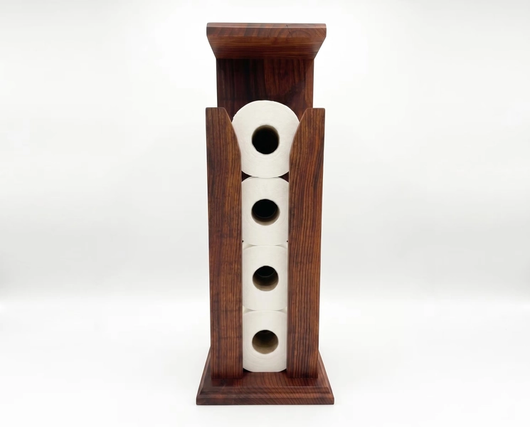 Handcrafted Solid Toilet Roll Holder - Tasmanian Redwood - Minimalist Free-Standing Bathroom Organizer & Storage Tower