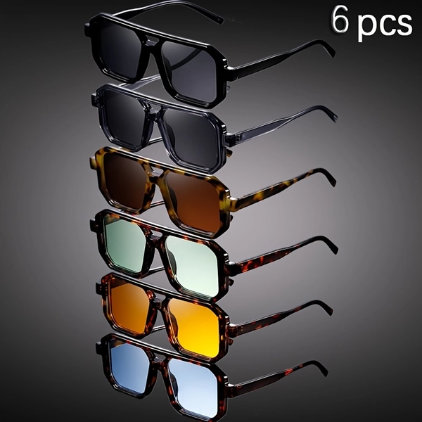 6pcs Set of Square Fashionable Glasses for Men and Women, Multi-Sided Box Ocean 0 Color 0, Suitable for Birthday Gifts and Photography Props