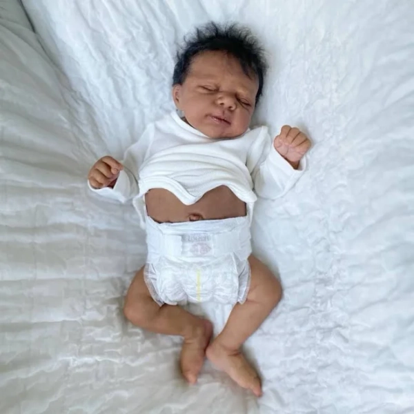 48 CM Soft Touch Silicone Asleep Reborn Baby Doll Toy For Girl Lifelike Black Skin Doll Kid Birthday