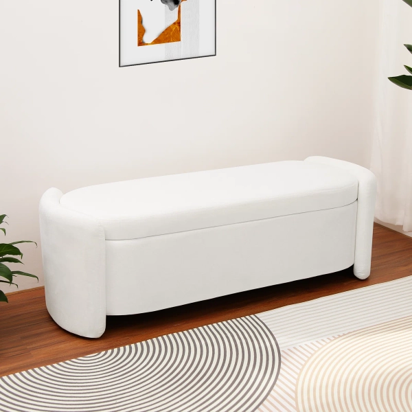Ebern Designs Idylwood Upholstered 51.2" Oval Velvet Flip Top Storage Bench Bed End Stool Ottoman & Reviews | Wayfair