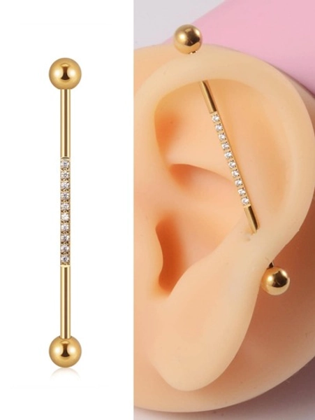 1PC 14G Industrial Scaffold Barbell Surgical Steel For Women Men With CZ Surface Cartilage Earring Body Piercing Jewelry 38mm
