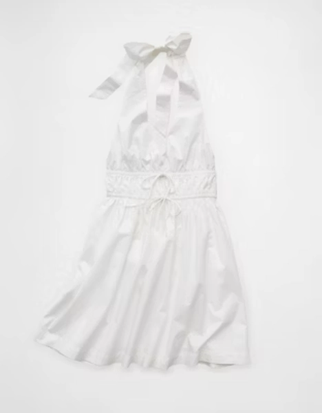 AE V-Neck Tie-Front Halter Mini Dress