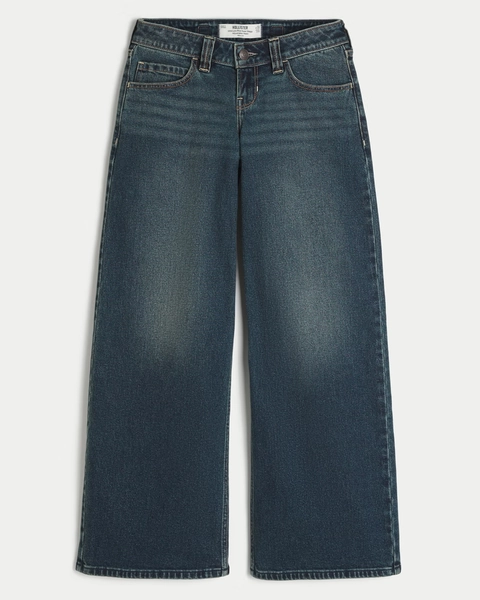 Hollister Andi Adjustable Waist Ultra Low-Rise Dark Wash Super Baggy Jeans