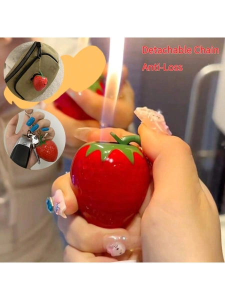 [Free Shipping]Adorable Strawberry Lighter Keychain & Keyring Charm – Detachable Metal Chain, Anti-Lost, Great For Bags, Keys, Backpack Decor, Christmas Stocking Stuffers (Butane Not Included)