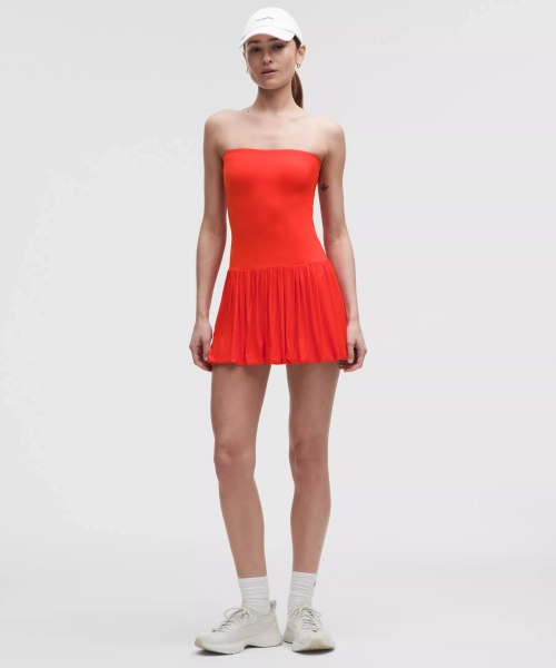 2-in-1 Bubble-Hem Mini Dress - Cherry Ember - XL