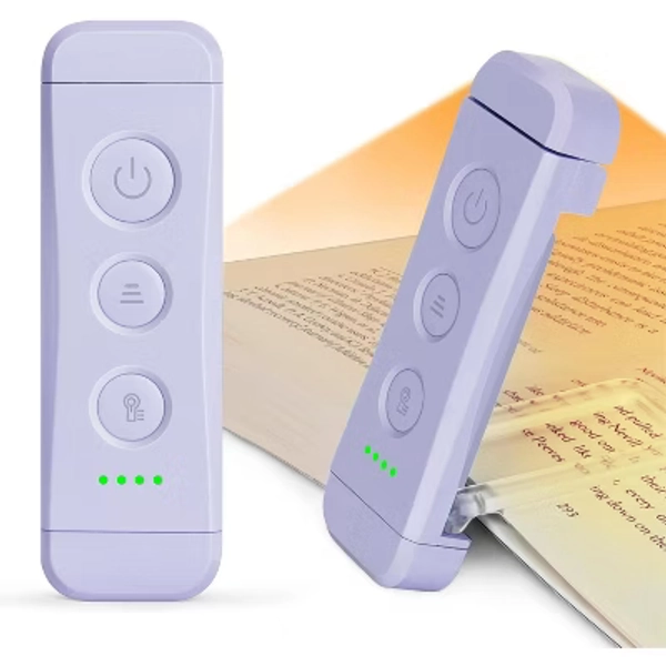 Link Clip On LED Book Light For Reading In Bed Flexible Head Portable Rechargeable Multiple Lighting Colors & Brightness For Adults & Kids -Lavender