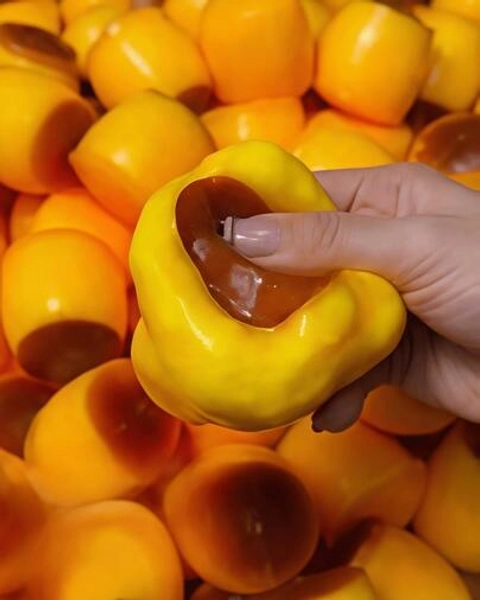 Non‑Rebound Slow Caramel Pudding Stress Ball, Soft Crispy Bead Filled Sticky Silicone Squeeze Toy, Realistic Food Dessert Handmade Fidget Toy Adult Anxiety Relief & Party Favors