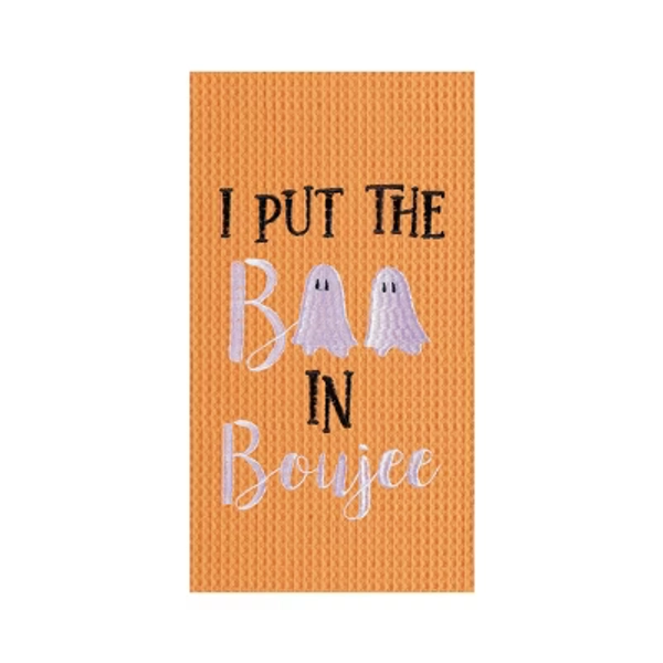 C&F Home Boo In Boujee Ghost Embroidered Cotton Halloween Waffle Weave Kitchen Towel