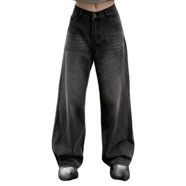 Women's High-Waisted Baggy Wide-Leg Jeans with Pockets
