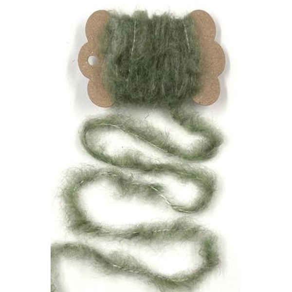 3 Yards Fluffy Wool Blend Eyelash Trim (Sage Green) Novelty Fibers Mixed Media Junk Journals Tags Art Yarn Crafts Collage Embellishments