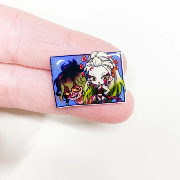 Gyutaro and Daki badge, demon slayer badges, otaku accessory , gift for her, kimetsu no yaiba villain badge ,kimetsu no yaiba anime figure