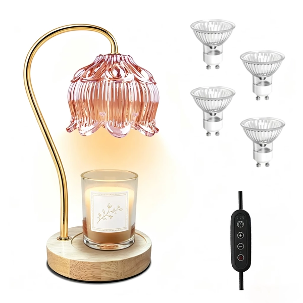 HomWamee Vintage Wood Flower Wax Candle Warmer Lamp, Pink Box Set with Lamp - Walmart.com