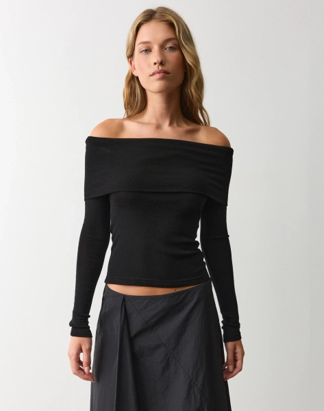 100% Merino Off Shoulder Top