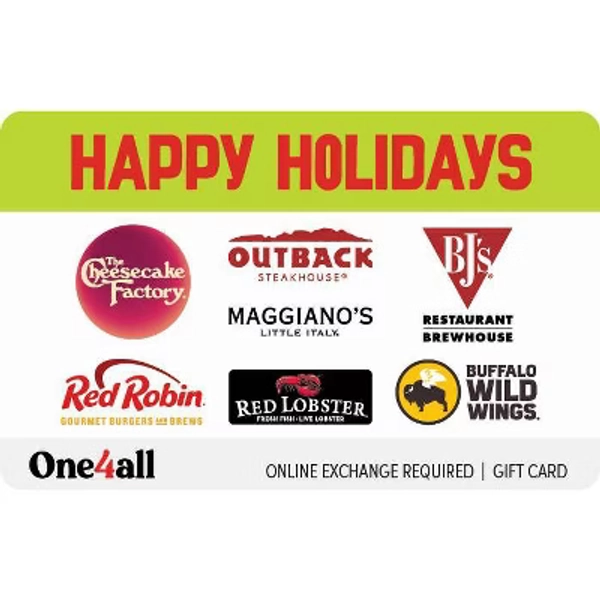 O4All Happy Holidays Dining Gift Card $100 (Email Delivery