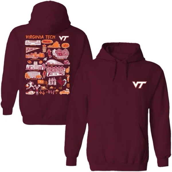 Vive La Fete Virginia Tech Hokies Impressions Pullover Hoodie